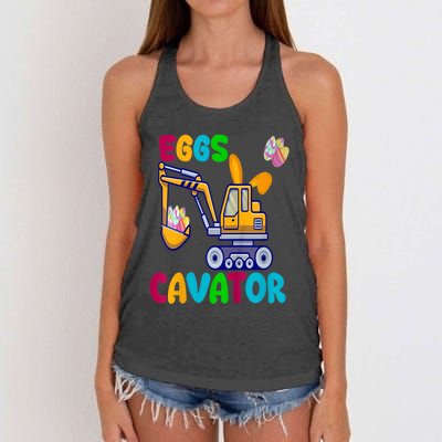 kid EggsCavator Happy Easter Funny Excavator Hunting Egg kid Women's Knotted Racerback Tank