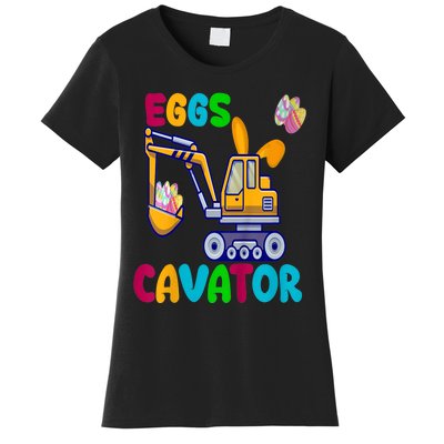 kid EggsCavator Happy Easter Funny Excavator Hunting Egg kid Women's T-Shirt