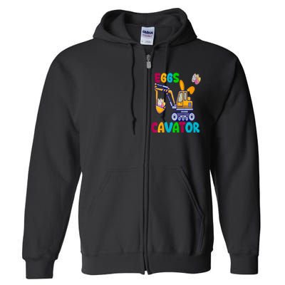 kid EggsCavator Happy Easter Funny Excavator Hunting Egg kid Full Zip Hoodie