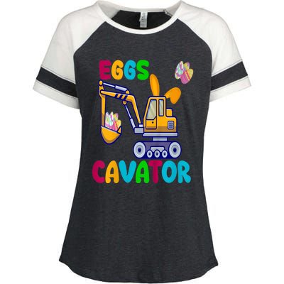 kid EggsCavator Happy Easter Funny Excavator Hunting Egg kid Enza Ladies Jersey Colorblock Tee