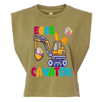 kid EggsCavator Happy Easter Funny Excavator Hunting Egg kid Garment-Dyed Women's Muscle Tee