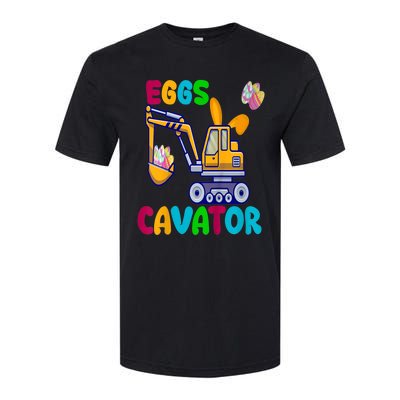 kid EggsCavator Happy Easter Funny Excavator Hunting Egg kid Softstyle CVC T-Shirt