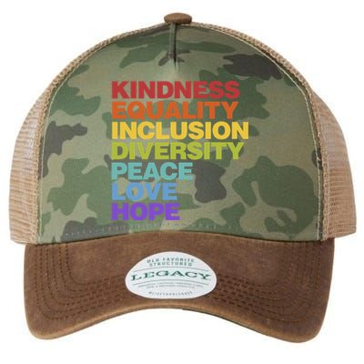 Kindness Equality Inclusion Diversity Peace Love Hope Gift Legacy Tie Dye Trucker Hat