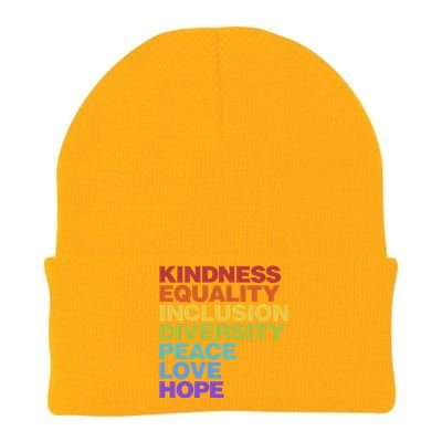 Kindness Equality Inclusion Diversity Peace Love Hope Gift Knit Cap Winter Beanie