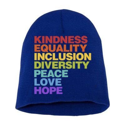 Kindness Equality Inclusion Diversity Peace Love Hope Gift Short Acrylic Beanie