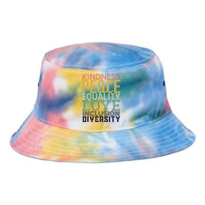 Kindness Equality Inclusion Peace Love Diversity Vintage Gift Tie Dye Newport Bucket Hat