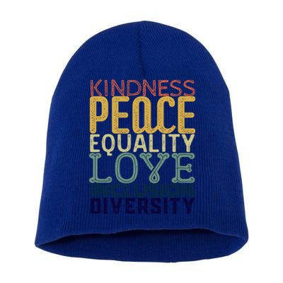 Kindness Equality Inclusion Peace Love Diversity Vintage Gift Short Acrylic Beanie