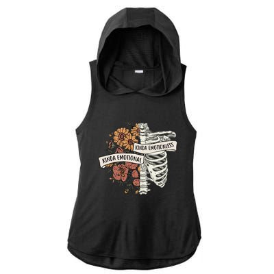 Kinda Emotional Kinda Emotionless Floral Skeleton Gothic Gift Ladies PosiCharge Tri-Blend Wicking Draft Hoodie Tank