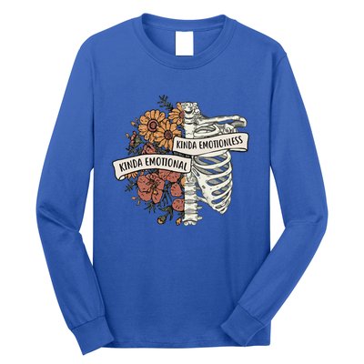 Kinda Emotional Kinda Emotionless Floral Skeleton Gothic Gift Long Sleeve Shirt