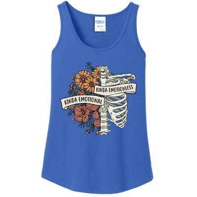 Kinda Emotional Kinda Emotionless Floral Skeleton Gothic Gift Ladies Essential Tank