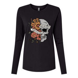 Kinda Emotional Kinda Emotionless Goth Emo Floral Skull Womens Cotton Relaxed Long Sleeve T-Shirt