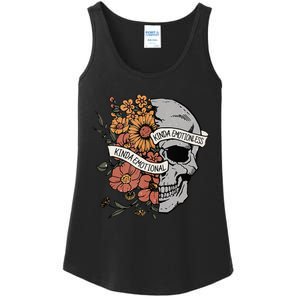 Kinda Emotional Kinda Emotionless Goth Emo Floral Skull Ladies Essential Tank