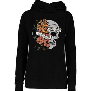 Kinda Emotional Kinda Emotionless Goth Emo Floral Skull Womens Funnel Neck Pullover Hood