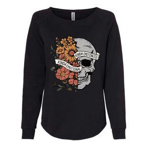 Kinda Emotional Kinda Emotionless Goth Emo Floral Skull Womens California Wash Sweatshirt