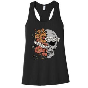 Kinda Emotional Kinda Emotionless Goth Emo Floral Skull Women's Racerback Tank