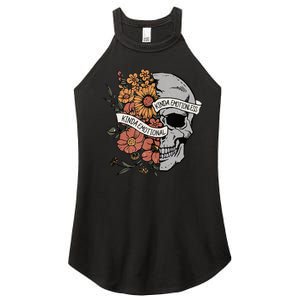 Kinda Emotional Kinda Emotionless Goth Emo Floral Skull Women's Perfect Tri Rocker Tank