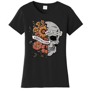 Kinda Emotional Kinda Emotionless Goth Emo Floral Skull Women's T-Shirt