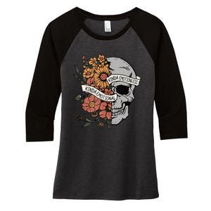 Kinda Emotional Kinda Emotionless Goth Emo Floral Skull Women's Tri-Blend 3/4-Sleeve Raglan Shirt