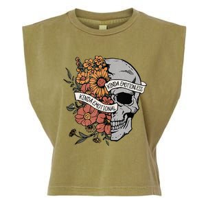 Kinda Emotional Kinda Emotionless Goth Emo Floral Skull Garment-Dyed Women's Muscle Tee