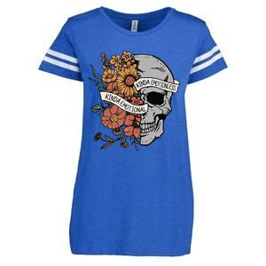 Kinda Emotional Kinda Emotionless Goth Emo Floral Skull Enza Ladies Jersey Football T-Shirt