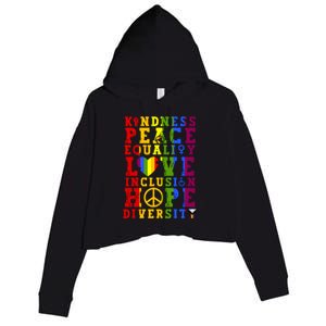 Kindness Equality Love Rainbow Flag Pride Month Crop Fleece Hoodie