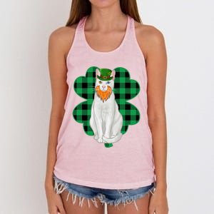 Khao Ee Leprechaun St Patricks Day Lucky Clover Cool Gift Women's Knotted Racerback Tank