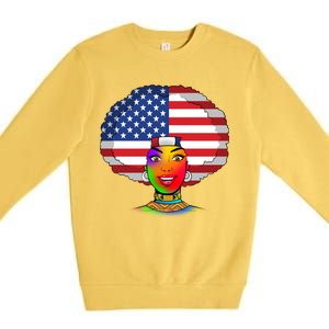 Kente African American Woman Premium Crewneck Sweatshirt