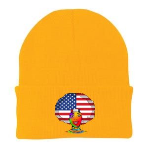 Kente African American Woman Knit Cap Winter Beanie