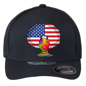 Kente African American Woman Flexfit Unipanel Trucker Cap