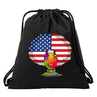 Kente African American Woman Drawstring Bag