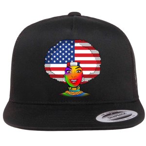 Kente African American Woman Flat Bill Trucker Hat