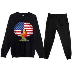 Kente African American Woman Premium Crewneck Sweatsuit Set