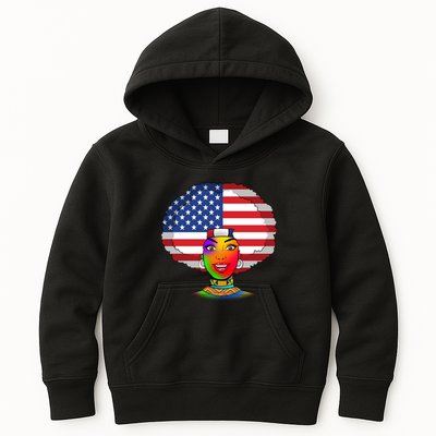 Kente African American Woman Kids Hoodie