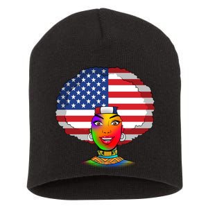 Kente African American Woman Short Acrylic Beanie