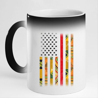 Kente US African American Flag 11oz Black Color Changing Mug