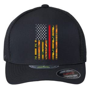 Kente US African American Flag Flexfit Unipanel Trucker Cap