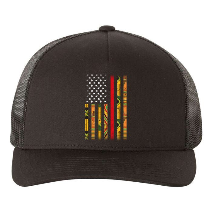 Kente US African American Flag Yupoong Adult 5-Panel Trucker Hat