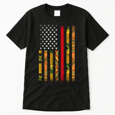 Kente US African American Flag Tall T-Shirt