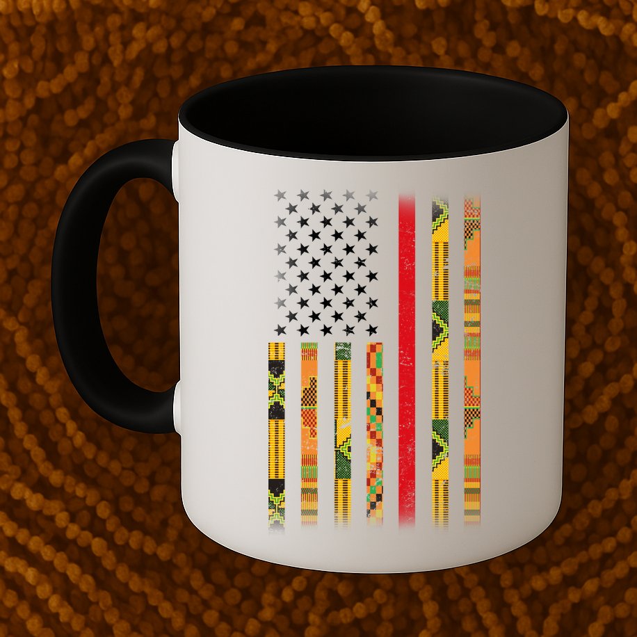 Kente US African American Flag Mug