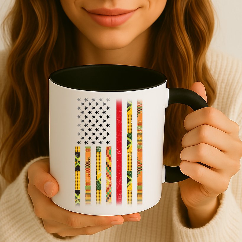 Kente US African American Flag Mug