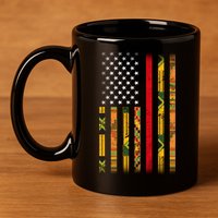 Kente US African American Flag 11oz C Handle Ceramic Mug