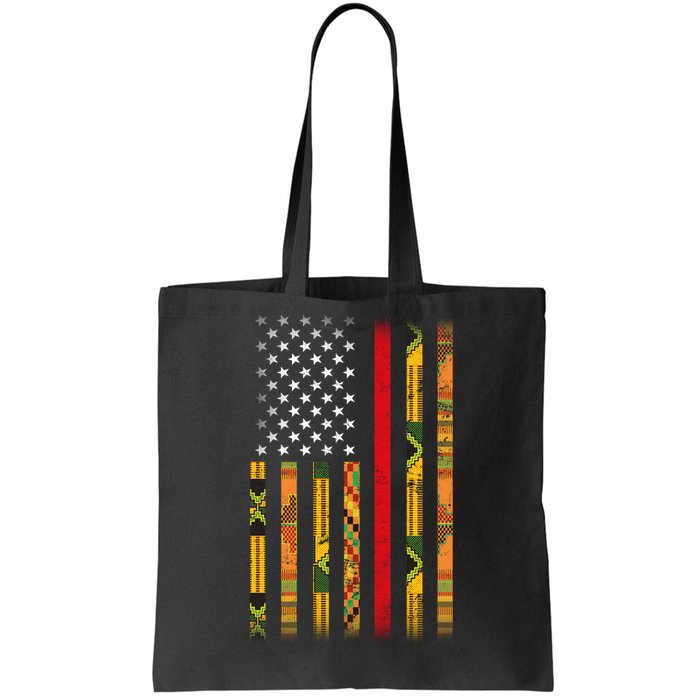 Kente US African American Flag Tote Bag