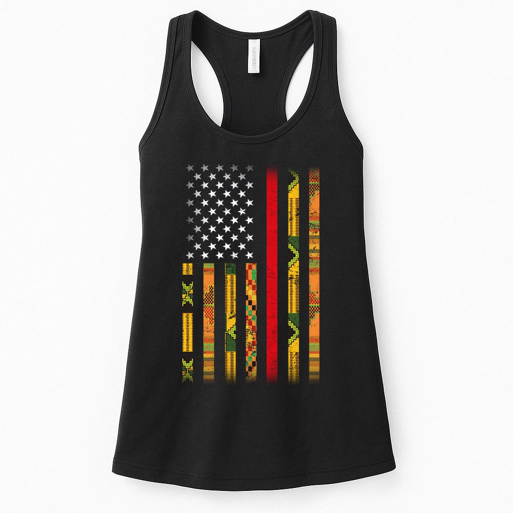 Kente US African American Flag Womens Tank Top