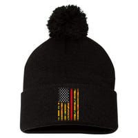 Kente US African American Flag Pom Pom 12in Knit Beanie