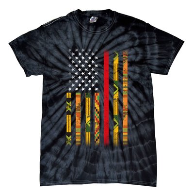 Kente US African American Flag Tie-Dye T-Shirt