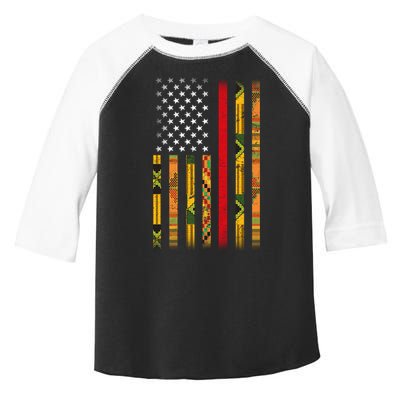 Kente US African American Flag Toddler Fine Jersey T-Shirt