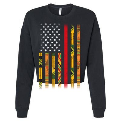 Kente US African American Flag Cropped Pullover Crew