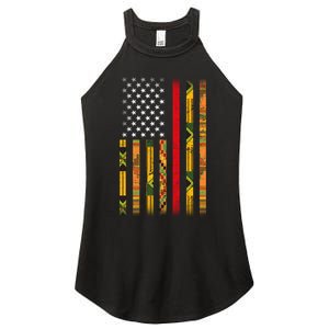 Kente US African American Flag Women's Perfect Tri Rocker Tank