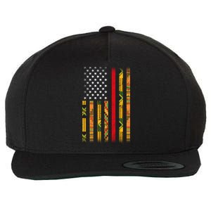 Kente US African American Flag Wool Snapback Cap