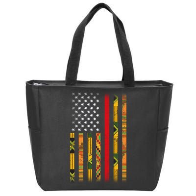 Kente US African American Flag Zip Tote Bag